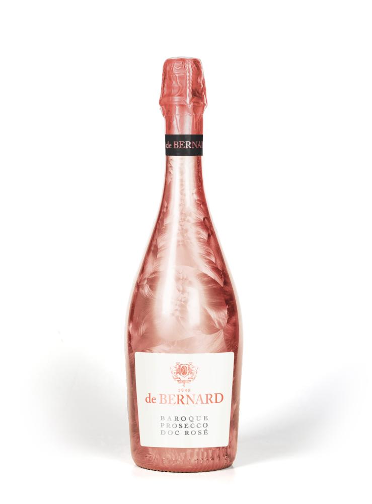Prosecco  D.O.C. Baroque Rosé de Bernard Brut Millesimato 11.0%, 0.75 L, "metallic pink"